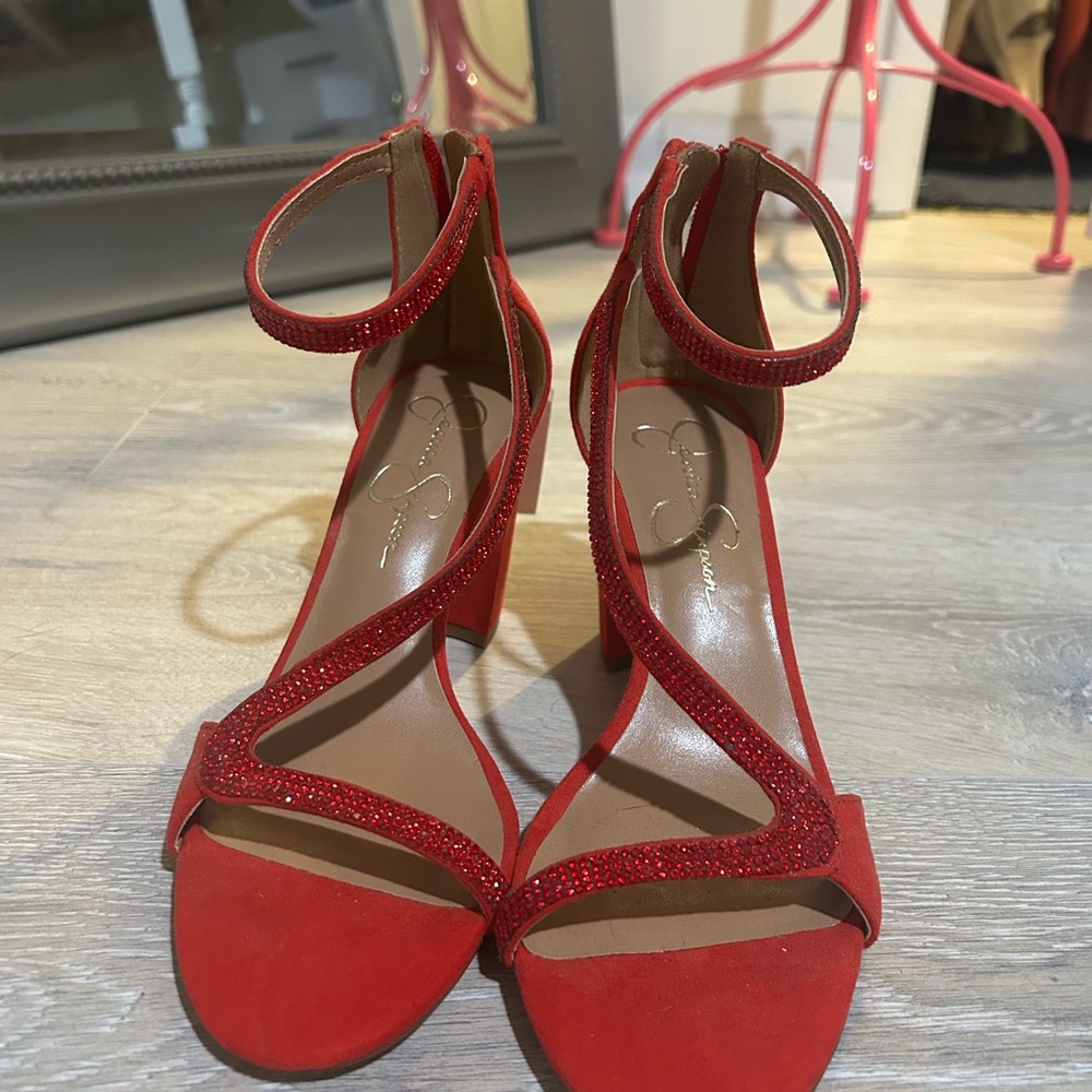 Elegant Red Strappy Heels